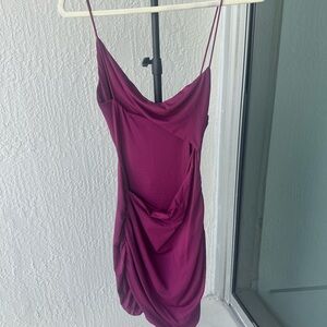 Chic Purple Draped Spaghetti Strap Dress